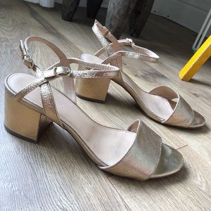 J. Crew gold block heeled sandals 7.5